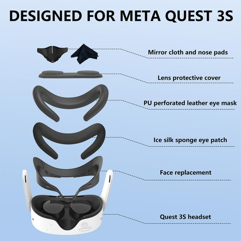 Vr Facial Interface Foam Pad Leather - 6pcs Face Cover For Meta Quest